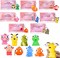 4E's Novelty 24 Pack Valentines Cards with Popping Eye Animals, Pop Out Eyes Squeeze Toy Keychain with Cards, Popping Eyes Valentines for Kids Classroom, Keychain Valentine for Kids Party Favors Bulk